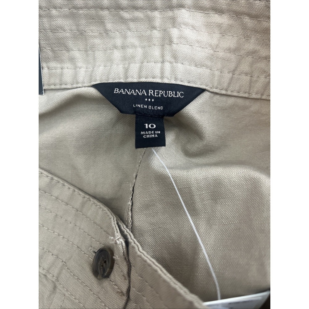 Banana Republic NWT Preppy Coastal Linen Blend Cargo Khaki Skirt Size 10 - Picture 7 of 8